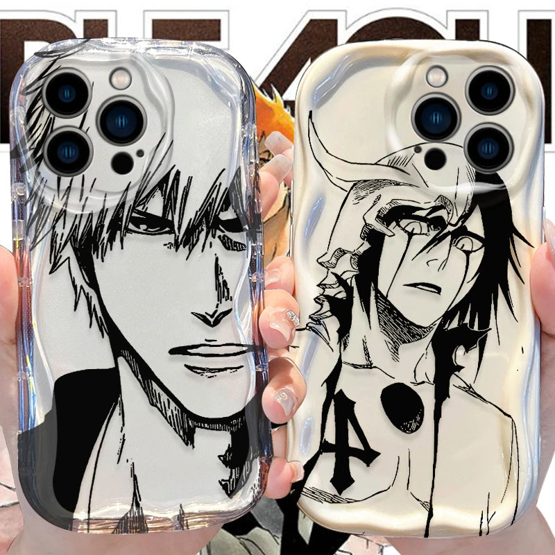 Anime Bleach Wave Case for iPhone 16 15 14 Pro Max 13 12 Mini 11 XS X XR 8 7 Plus SE 2022 2020 Soft Shockproof Back Cover Funda