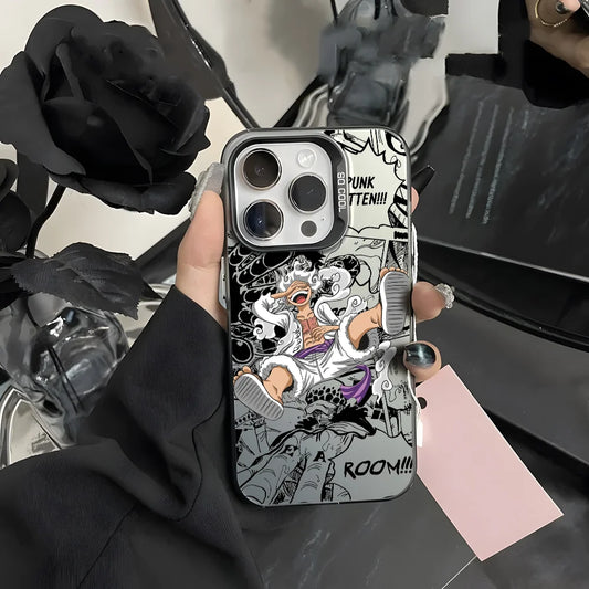 O-one-pieceS Anime Phone Case For iPhone 16 15 14 13 12 11 Pro Max Black Purple Matte Laser Metallic Aurora Funda