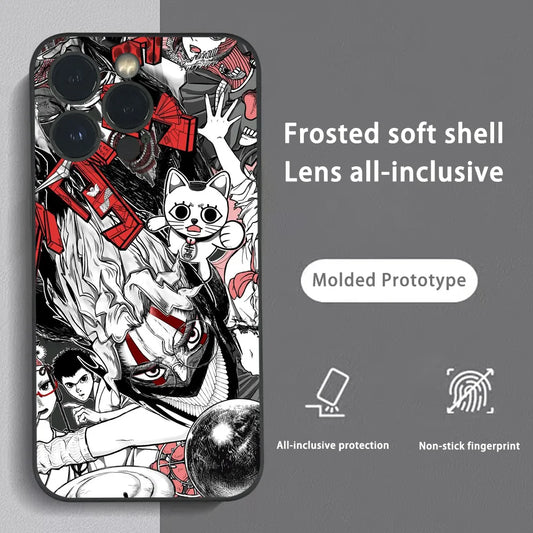 Anime D_DandadanS Cool Phone Case For iPhone 16 15 14 13 Pro Max Plus Mini Black Frosted Soft Shell