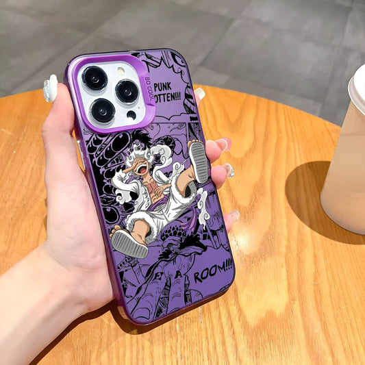 O-one-pieceS Anime Phone Case For iPhone 16 15 14 13 12 11 Pro Max Black Purple Matte Laser Metallic Aurora Funda